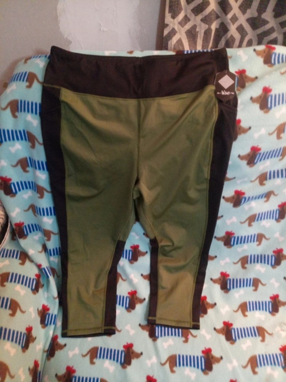 Rise By Lularoe Olive Green and Black Active Capri Leggings